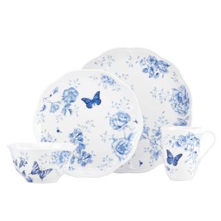 Lenox Butterfly Meadow Toile Blue 4 piece Dinnerware Set