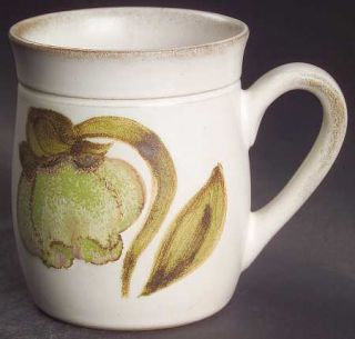 Denby Langley Troubadour Mug, Fine China Dinnerware   Green Flowers, Brown Stems