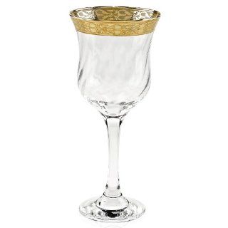 Lorenzo Gold Border Stemmed Wine Glass, Set of 6 Kitchen & Dining