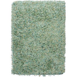 Hand woven Shags Solid Pattern Green Rug (2 X 3)