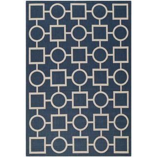 Safavieh Polypropylene Indoor/outdoor Courtyard Navy/beige Rug (9 X 12)