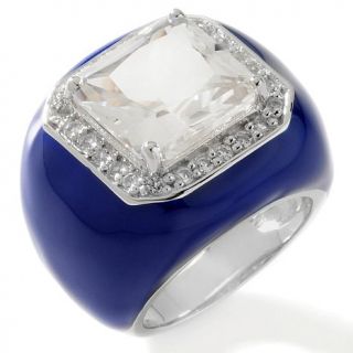 CL by Design 15.48ct Created Quartz and White Topaz Enamel Sterling Silver Ring