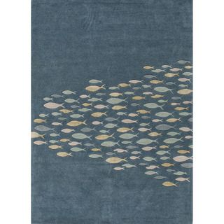 Hand tufted Transitional Animal Print Pattern Blue Rug (2 X 3)