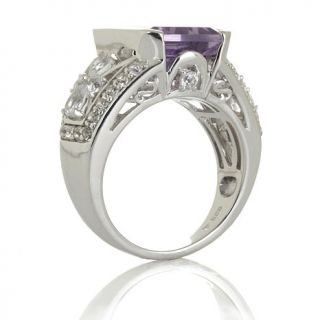 Victoria Wieck 6.76ct Amethyst and White Topaz Sterling Silver Ring