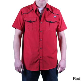 Most Offical Seven Mo7 Mens Pinstripe Woven Short Sleeve Shirt Red Size S