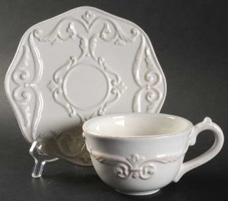 Daniel Cremieux Marie Antoinette Flat Cup & Saucer Set, Fine China Dinnerware  