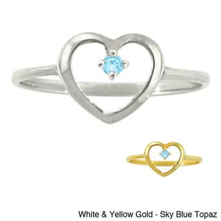 10k Gold Birthstone Petite Designer Heart Ring Gemstone Rings