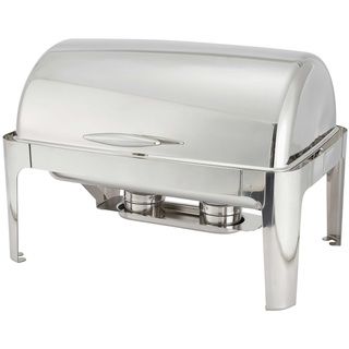 Winco 8 Quart Madison Stainless Steel Rectangular Roll Top Chafing Dish Winco Warming Buffets & Trays