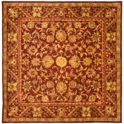 Handmade Exquisite Wine/ Gold Wool Rug (8 Square)