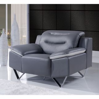 Natalie Two tone Grey Bonded Leather Contemporary Arm Chair