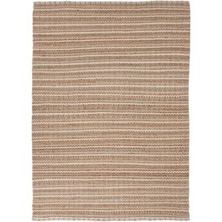 Handmade Naturals Solid Pattern Brown Wool Rug (36 X 56)