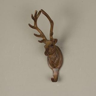 antique brown stag wall hook by dibor