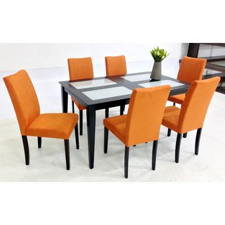 Warehouse Of Tiffany Warehouse Of Tiffany Shino Glass Table 7 piece Dining Set Orange Size 7 Piece Sets