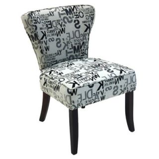 Armen Living Modern Alpha Letters Fabric Slipper Chair LC7160CLBE