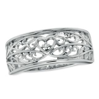 Precious Moments® Diamond Accent Scroll Band in Sterling Silver