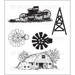 Heartfelt Creations Cling Rubber Stamp Set 5"X6.5" Barnyard Elements Wood Stamps