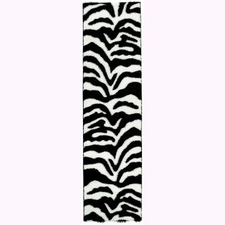 Crystal Glitter Soft Shag Zebra Print Area Rug (53 X 73)