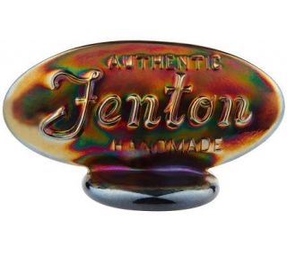 Fenton Art Glass Black Marigold Carnival Oval Fenton Logo —