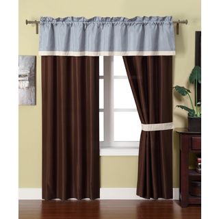 Welcome Industrial Corp Maxwell Faux Silk Taffeta 5 piece Curtain Panel Set Brown Size 40 x 84