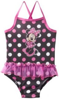 Minnie Mouse Girls 2 6X Toddler Minnie 1 Piece Swimsuit, Black, 2T Clothing
