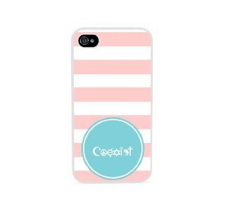 Coexist Baby Pink Stripes Circle Hipster White iPhone 4 Case Fits iPhone 4 & iPhone 4S Cell Phones & Accessories