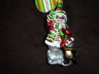 Christopher Radko 5" Snowman Christmas Ornament "HOLLY JOLLY SNOW FUN"   Christmas Ball Ornaments