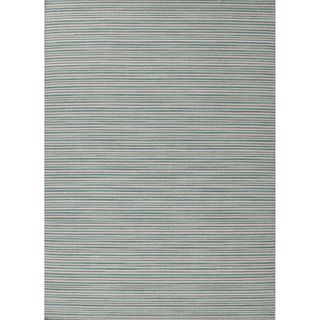 Handmade Flat Weave Stripe Pattern Blue Transitional Rug (5 X 8)