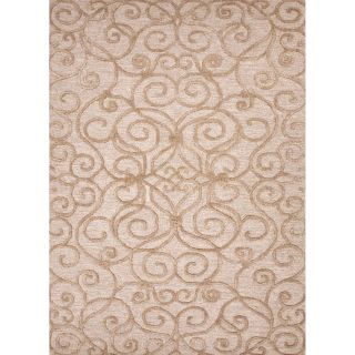 Hand tufted Transitional Floral Pattern Looped cut Brown Rug (2 X 3)