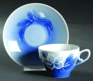 Bing & Grondahl Christmas Rose Flat Cup & Saucer Set, Fine China Dinnerware   Wh