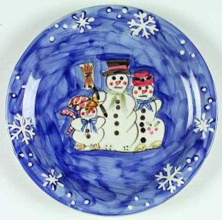 Tabletops Unlimited Snow Family Dinner Plate, Fine China Dinnerware   Blue W/Whi