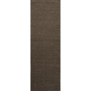 Hand loomed Solid Pattern Brown Rug (26 X 8)