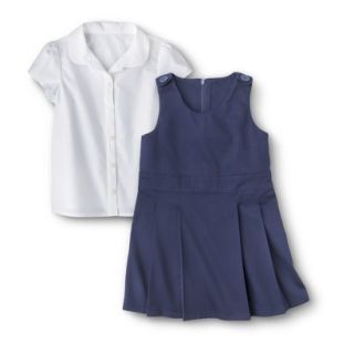 Cherokee Toddler Girls School Uniform Short Sleeve Blouse and Jumper Set  