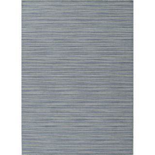 Handmade Flat Weave Stripe Pattern Blue Reversible Rug (5 X 8)