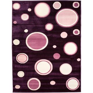 Hand carved Circles Modern Purple/ White Area Rug (710 X 910)