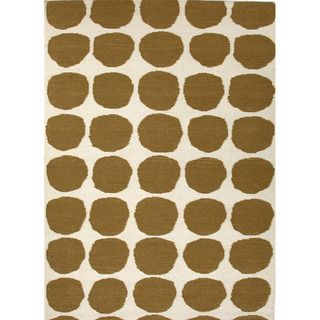 Handmade Flat Weave Geometric Pattern Green Wool Rug (36 X 56)