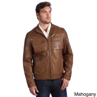 First Manufacturing Co. Inc Whet Blu Mens Distressed Military Bomber Leather Jacket Brown Size M