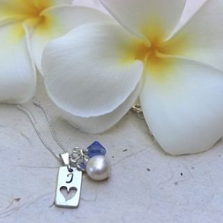 personalised pearl and silver tag necklace by bish bosh becca