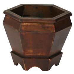 Wooden Hexagon Decorative Planters (Set of 3) Nearly Natural Silk Plants