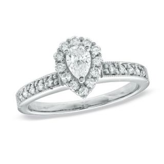 CTW. Pear Shaped Diamond Vintage Ring in 14K White Gold   Zales