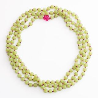 avina handmade ribbed glass bead necklace by bloom boutique