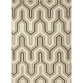 Handmade Flat weave Geometric Pattern Gray/ Black Wool Rug (8 X 10)