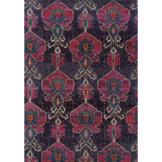 Antiqued Modern Grey/ Pink Contemporary Area Rug (4 X 59)