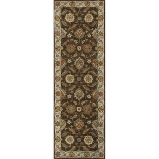 Hand tufted Traditional Oriental Pattern Brown Rug With Plush Pile (26 X 8)