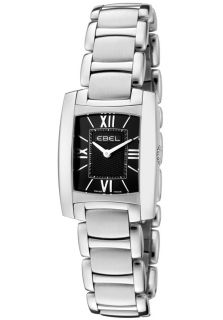 Ebel 9976M22/54500  Watches,Brasilia Black Dial Stainless Steel Womens, Luxury Ebel Quartz Watches