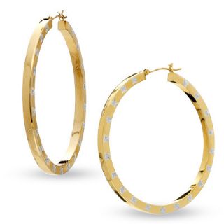 OroMagnifico™ 50mm Station Hoop Earrings in 14K Gold over Sterling