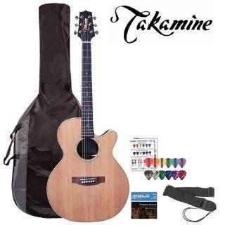Takamine EG544SC 4C 6 String Acoustic Electric Guitar Kit   Includes Guitar strap, DAddario EJ16 Strings, Planet Waves 16 Pack Pick Sampler and TKL 4615 Gig Bag Musical Instruments