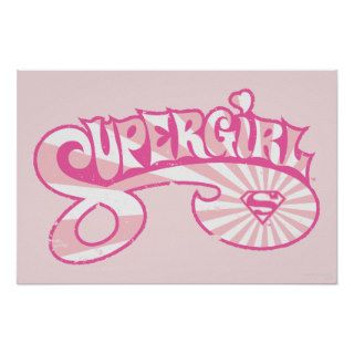 Supergirl Pink Logo Star Burst Print