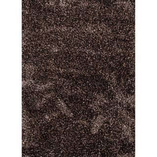 Handwoven Shags Solid pattern Gray/ Black Polyester/ Wool Rug (2 X 3)