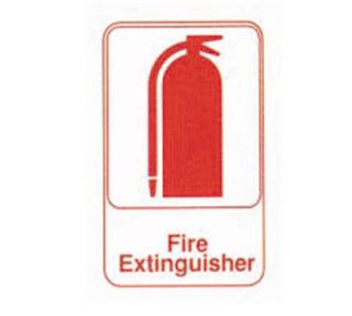 Tablecraft 6 x 9 in Sign, Fire Extinguisher, Red on White, Adhesive Back