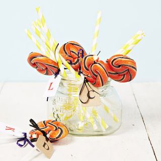 personalised swirly orange lollipop by sophia victoria joy etc